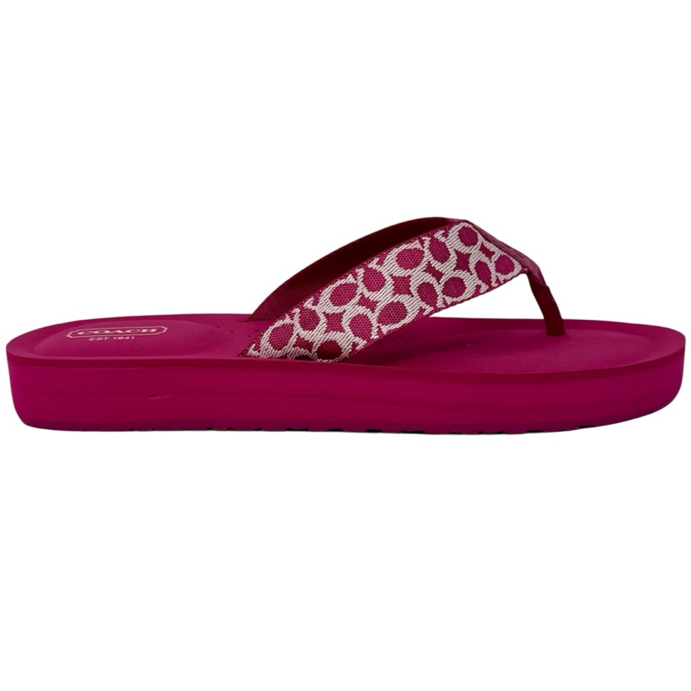 NIB Coach Jessalyn Signature Womens Thong Flip Flops Fuchsia Light Pink Size 10M - Picture 5 of 14